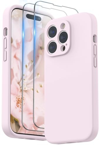 SURPHY Compatible with iPhone 14 Pro Max Case with Screen Protector, Liquid Silicone Protection for Each Lens Shockproof Thickened Rubber for iPhone 14 Pro Max 6.7 inch 2022, Chalk Pink