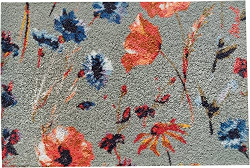 Mad about Mats Fußmatte Margo, Türvorleger, Schmutzfangmatte, mit Motiv: Blumen, Design Floral, Blüten, Indoor & Outdoor, Mehrfarbig hellgrün, rutschfest, maschinenwaschbar, 50 x 75 cm