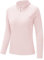 donhobo Damen Sport T-Shirt Fitness Langarm Laufshirt Yoga Crop Top Gym Workout Oberteil Leicht Schnelltrocknend Trainingsshirt mit 1/4 Reißverschluss (Hellrosa, M)