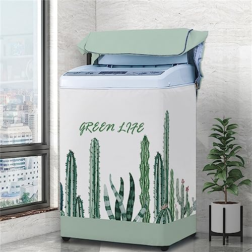 Odot Housse Machine a Laver Chargement par Le Haut, Couvre-Machine Protecteur Anti-Poussière Couverture pour Machine Lave-Linge et Sèche-Linge (Cactus,Capacité L 6.8-8kg)