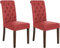 CLP 2er Set Esszimmerstühle Lisburn I Samt I Stoff I Polsterstühle Gesteppt Chesterfield Design, Farbe:rot, Material:Stoff