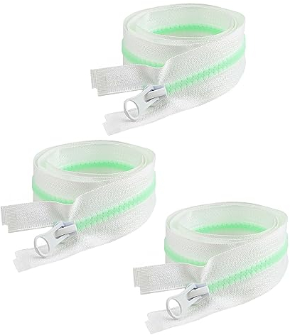 3 Stück 75 CM Reißverschlüsse, KINHARD Leuchtende Reißverschlüsse, Reißverschluss Teilbar, Weiße Reißverschlüsse, für Mäntel, Jacken, Taschen, Rucksäcke