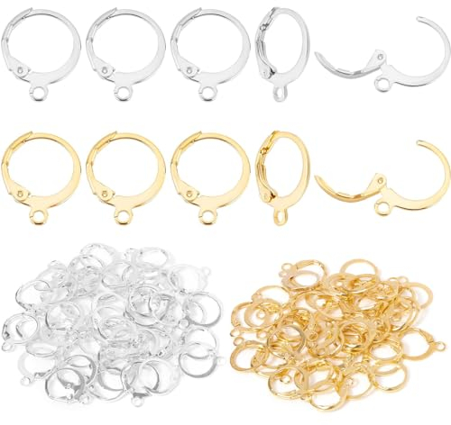 EODKSE 40 Stück Edelstahl Hebelohrringe in 2 Farben mit Schlaufe und französischen Ohrhaken, perfekt für DIY-Schmuckherstellung, 12mm breit und einfach zu verwenden!