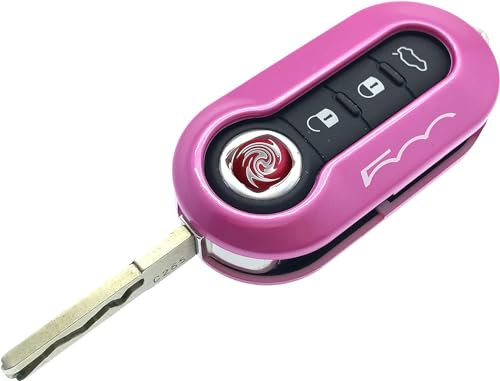 Nordecco - Custodia per chiavi Fiat 500, 500C, 500L, Abarth, Grande Punto, Brava, Fiat Panda, Stilo, Linea, 3 pulsanti, colore: fucsia