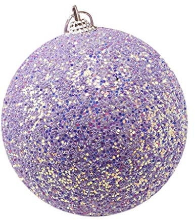 Kunststoff Weihnachtskugeln Set mit Aufhängen Weihnachtskugeln Ornament 8CM Strass Weihnachtsbaum Dekoration Kugel Glitzer Dekoration Aufhänger Babyschaukel Christbaumkugeln mit (Purple, One Size)