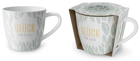 Kaffeetasse Kaffee Tee Tasse Maxi Becher 400ml Thema Entspann Dich (Glück für dich - Blatt)