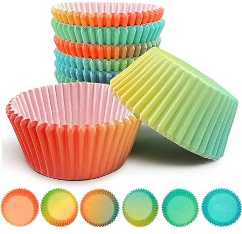 Gcardist 300-Count Standard Gradient Cupcake Liners Cupcake Cups 6 Design Orange Blue Gradient Cupcake Papers Baking Cups Cupcake Wrappers (Standard Size)