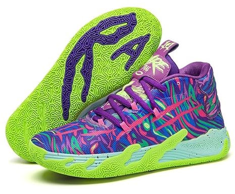 Bolognifi Scarpe da Basket Alte Unisex, Suola in Gomma Antiscivolo, Ideali for allenamenti e Partite all'aperto(Purple,43 EU)