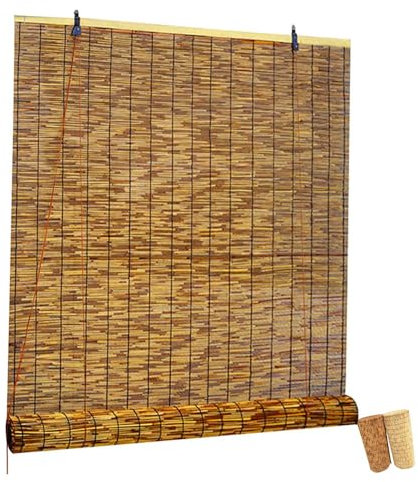 Bamboo Blinds Custom Size Outdoor Bamboo Roll Up Shades Cordless Bamboo Window Blinds for patio pergola Balcony Porch Doors Curtain