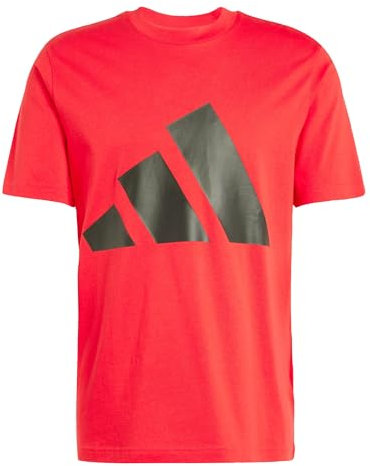 adidas Homme Essentials BIG Logo Single Jersey Tee, Pure Ruby/Black, M