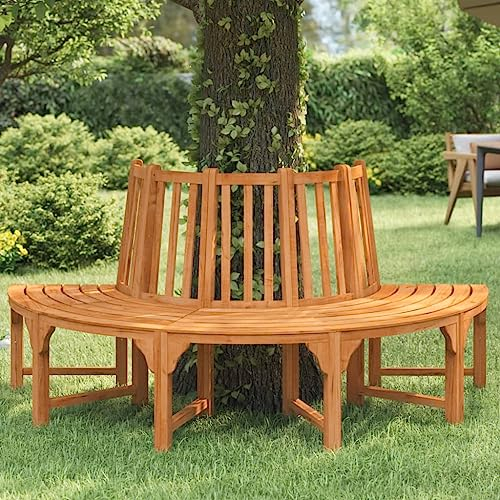 DYRJDJWIDHW gartenbank,Bank Balkon,sitzbank Holz,Baumbank Halbrund Ø208 cm Massivholz EukalyptusGeeignet für draußen, Garten, Pool