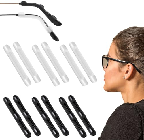 COMNICO Silikon Brillenbügel Überzug, 12 Paar Brillen Ohrhaken, Weiche Rutsch Brillen Ohrbügel Ohrpolster Ohrgriff Brillenpolster Bügelspitzen Hülsenhalter für Brillen Sonnenbrillen Lesebrillen