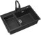 CECIPA Évier noir avec robinet extensible 70 x 45 x 20 cm, évier en granit avec bonde et trop-plein, 1 bac encastrable à partir de 80 cm de largeur d'armoire, évier de cuisine avec grand bac