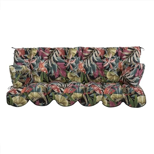 PATIO Hollywoodschaukel Auflage 180x50 cm Minorca Bankauflage mit Rückenlehne 2 Seitenkissen Volant vorne