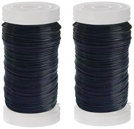 2 Rolls 55m Black Florists Wire Reel, 0.35 mm Jewellery & Christmas Wreath Wire for Craft Binding