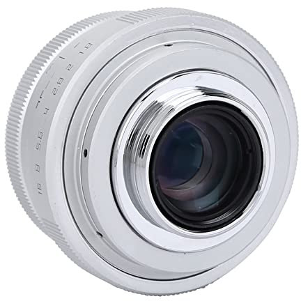 Objectif Grand Angle, Objectif Grand Angle CCTV en Alliage D'aluminium, Objectif Grand Angle 25 Mm F1.8 avec Vision Claire pour Appareil Photo sans Miroir (Silver)