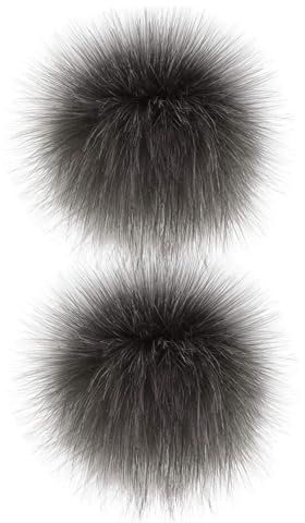 XJKLBYQ Faux Fourrure Pom Pom pour Chapeaux, 2 pcs Faux Fourrure Pom Pom Boules, 4,7 Pouces Pompoms de Fourrure Moelleux avec Boucle pour Gants de Chapeau en Tricot