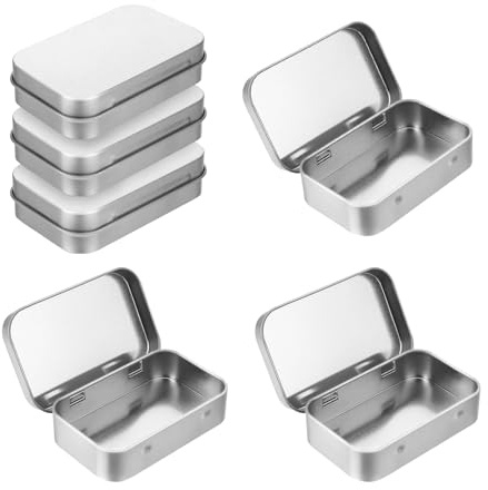 6 Stück Blechdose mit Deckel Metalldosen mit Deckel Kleine Box mit Deckel Metalldose Klein Metallbox mit Deckel 9,5 x 6 x 2,2 cm Geeignet für Süßigkeiten, Schmuck, Schlüssel, Münzen (Silber)