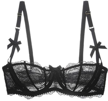 HLYLDL Reggiseno Bralette a Balconcino in Pizzo Taglie Forti da Donna Push Up Ferretto Vedere Attraverso Reggiseni a Mezza Coppa