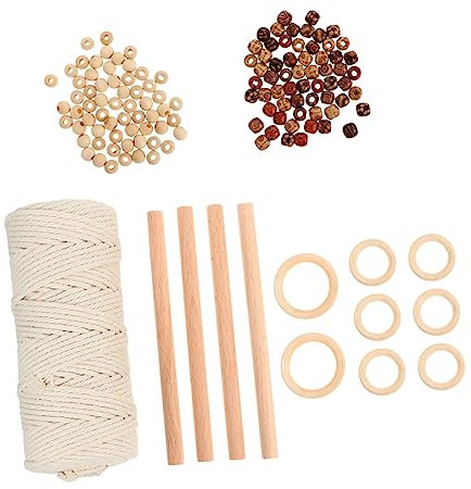 PHENOFICE 1 Set Tapestry DIY Accessories Weaving Kit Cotton Macrame Boho Plant Hanger Macrame Kit Wall Hanging Planters for Plants Garland Decorations Macrame DIY Kit Plant Kit Wooden