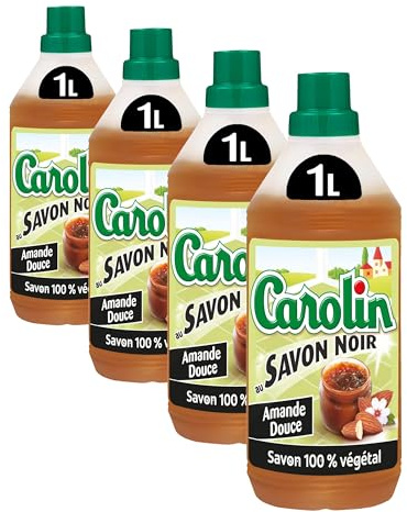 Carolin Nettoyant Sols Savon Noir Parfumé Amande Douce 1 L (Lot de 4)