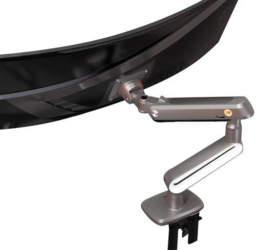 NB Ergonomic Braccio da gioco per monitor piatti/ultrawide/curvi da 27 a 50 pollici, supporto per monitor resistente fino a 18 kg, VESA 75/100 mm Supporto per monitor A6