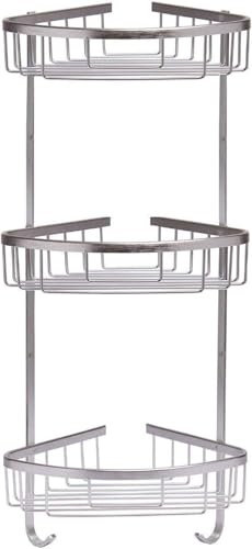 sanjianke-fs RUST FREE Aluminium SHOWER CADDY RACK BATHROOM ORGANIZER CORNER SHELF & HOOKS 3 TIER Aluminium SHOWER CADDY