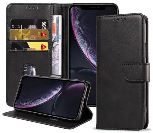 Vancle Case for iPhone XR Phone Case, Flip Wallet PU Leather Phone Cover with [4 Card Slots] [Kickstand] Black