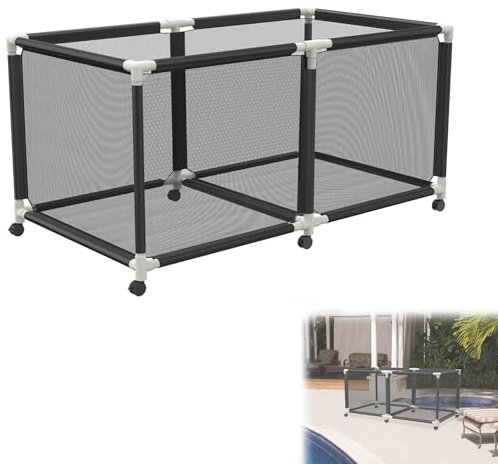 YRHome Boîte de rangement pour piscine - 160 x 78 x 88 cm - Boîte de rangement avec grande capacité - Organiseur en maille pour équipement de piscine, nouilles de piscine, jouets et serviettes pour