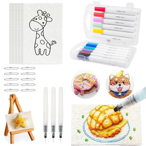 Jadyon Magic Puffy Paint, 3D Magic Foam Texture Painting Kit, 10 Piezas de Papel de Textura de Espuma mágica para Dibujo 3D, Papel de Espuma con Textura Mágica, Suministros de Manualidades para Niños
