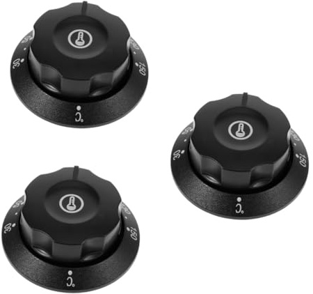 Zerodeko 3 Stück Thermostatabdeckung Ofenknöpfe Herdknöpfe Thermal- Wärmer Öfen Thermostat-Temperaturregelung Thermoschalter für Friteuse Ofentemperaturregler Ofenknopf Plastik Schwarz