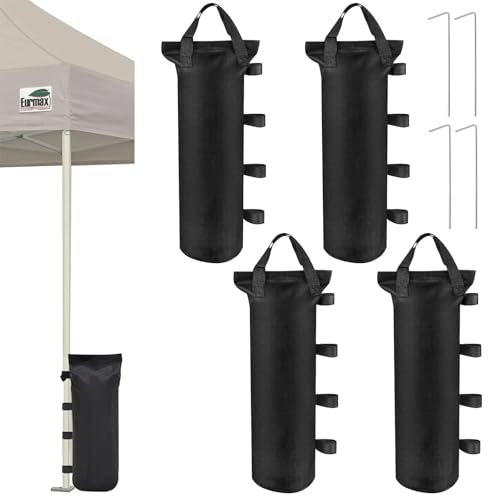 4 Stück Pavillon Sandsäcke, Gewichte für Pavillon mit 8 Fixierter Nagel, Sturmfest & Wasserdicht Oxford Verdicken Sandsäcke zum Beschweren für Pop-Up-Baldachin, Markisen, Sonnenschirme