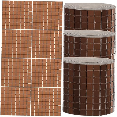 Fliesenaufkleber aus Glas 6 Rollen Braun für Selbstgemacht Basteldekoration | Fliesenaufkleber, Selbstklebende Mosaik, 100x4x0,1cm, für Fliesenoberflächen und Wohnraum