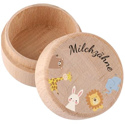 Xgvzs Milchzähne Zahndose Holzdose Milch Zähne Milchzahndose Für Jungen Mädchen Geschenkideen zur Taufe und zum Geburtstag