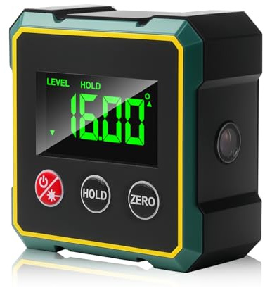 WIYETY Digitaler Winkelmesser: Neigungsmesser Laser Wasserwaage mit LCD Display, Wiederaufladbarer Winkelmessgerät Wasserwaage IP54 Wasserdicht Magnetisch Level Box