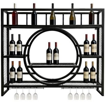 Hocomay Regal Metall Weinregal Hängend Flaschenregal, 100CM Weinflaschenhalter Aus Wandmontage Mit 3 Ebenen Modernes Wand Bar Regale Wand Wandmontierte Weinregale Für Restaurant Indoor Schwarz