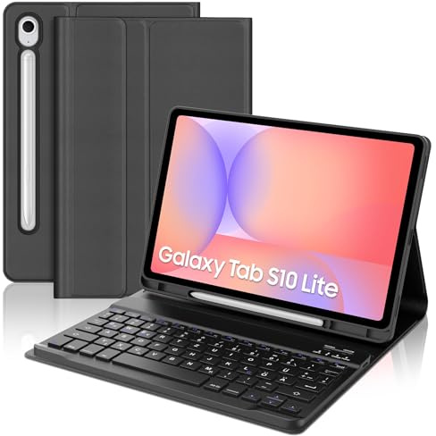Tastatur für Samsung Galaxy Tab S10 Lite/S10 FE/S9 FE 10.9 & S9 11 | Hülle mit Bluetooth Magnetisch Tastatur für Galaxy Tab S10 Lite/S10 FE/S9 FE, Deutscher QWERTZ, Schwarz