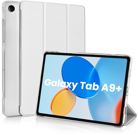 Koze Custodia per Samsung Galaxy Tab A9+ /A9 Plus 11 Pollici 2025/2023 con Chiusura Magnetica, Sottile Leggera Cover Posteriore Opaca Traslucida Trifold supporto tablet Antiurto,Argento