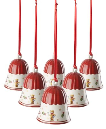 Villeroy und Boch Glocke Figur, Hartporzellan, Weiß, 7 cm, Toy's Delight Kollektion, 6er Set