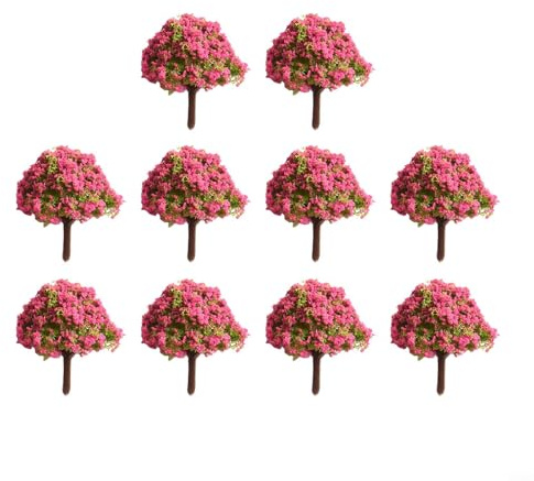 Lot de 10 arbres fleuris à petite échelle pour jardins miniatures 1:100 avec design réaliste pour une utilisation dans les dioramas et les décorations de scène