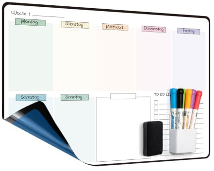 MCCORL Monatsplaner/Wochenplaner Abwischbar Selbstklebend für die Wand, Glas und Holz(jede glatte Oberfläche) Planungstafel, Monatskalender, Memoboard auf Deutsch (T6040)