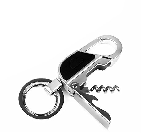 OFKPO 4 en 1 Porte-clés Multifonctions, Porte Clés Décapsuleur, Ouvre-Bouteilles Créatif Porte-clés avec LED