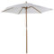 Outsunny Sombrilla de Jardín Ø250x230 cm Parasol de Terraza con 6 Varillas Poste Desmontable Anti-UV Impermeable y Marco de Madera para Playa Patio Blanco