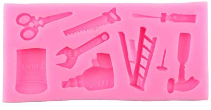 Silicone Fondant Mould,Ladder Scissors Tool Silicone Small Cake Fondant Mold,Topper Hammer Spanner Tools DIY Baking Moulds Spanner Cake Mould for Decorating Fondant Paste Sugar Cookie