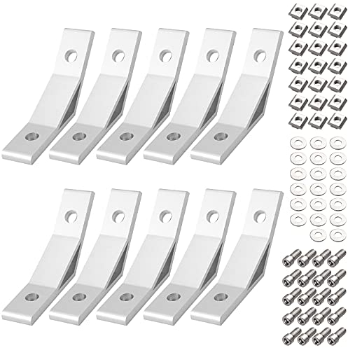 EYPINS 10 x Conectores de Ángulo de Metal, Ángulo de 135 Grados, Perfil de Aluminio, 30 x 30, Ángulo de Montaje para Muebles, Material de Fijación, Tornillos Hexagonales M8 x 16, para Impresiones 3D