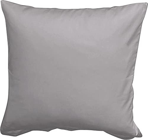 Erwin Müller Kuschelkissenbezug, Kissenhülle Mako-Satin Landshut, 100% Baumwolle - seidiger Glanz, mit praktischem Reißverschluss, temperaturausgleichend - Silber Größe 40x40 cm