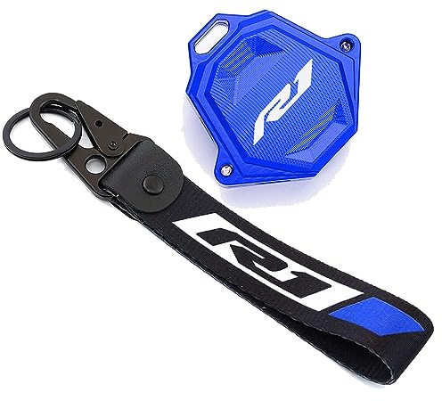 MOWOK Für Yamaha YZFR1 YZF R1 Zubehör Motorrad Schlüssel Shell Cover Case & Badge Schlüsselanhänger, Blau, CM