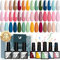VANREESA U V Nagellack Set, 24 Stück Gel Nagellack Set Rosa Rot Blau Grün Nägel Gellack Set Soak-Off UV Gel Nagellack mit Überlack und Unterlack Nägel Gellack Set Geschenk Für Frauen