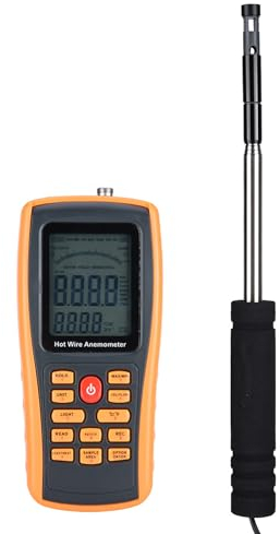 GM8903 Tragbares Anemometer, Digitales Anemometer, Windmesser, Luftmengenmesser, Temperatur mit Hintergrundbeleuchtung für Windsurfen, Fliegen, Angeln