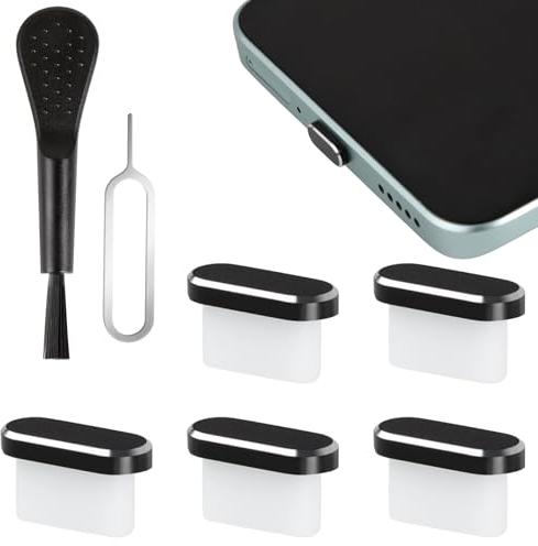 BLMHTWO 7 PCS USB C Dust Plug, Charging Port Cleaning Kit with Cleaning Brush Phone Port Cleaning Kit Sim Card Removal Tool for iPhone 15 Series Most Type-C Smartphones and Tablets